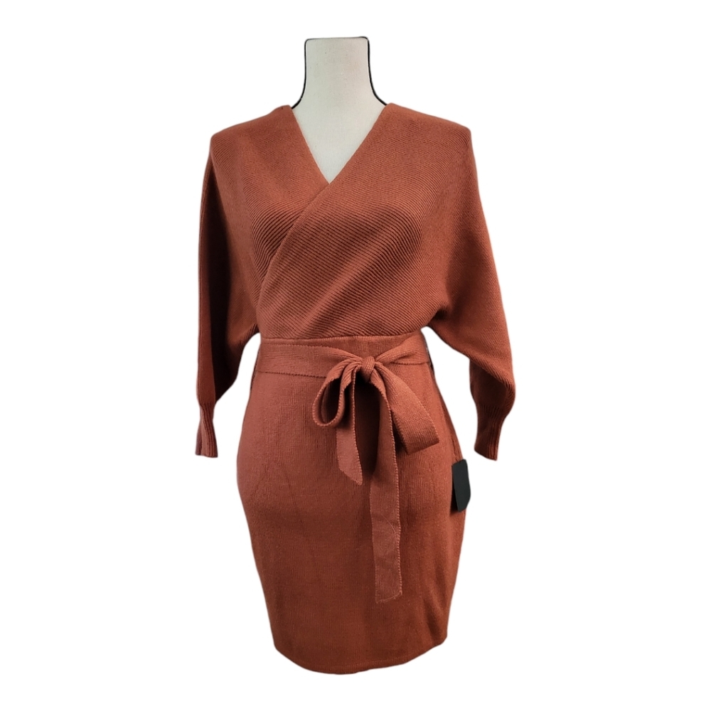 Lulu's‎ Modena Rust Brown Dolman Sleeve Bodycon Sweater Dress